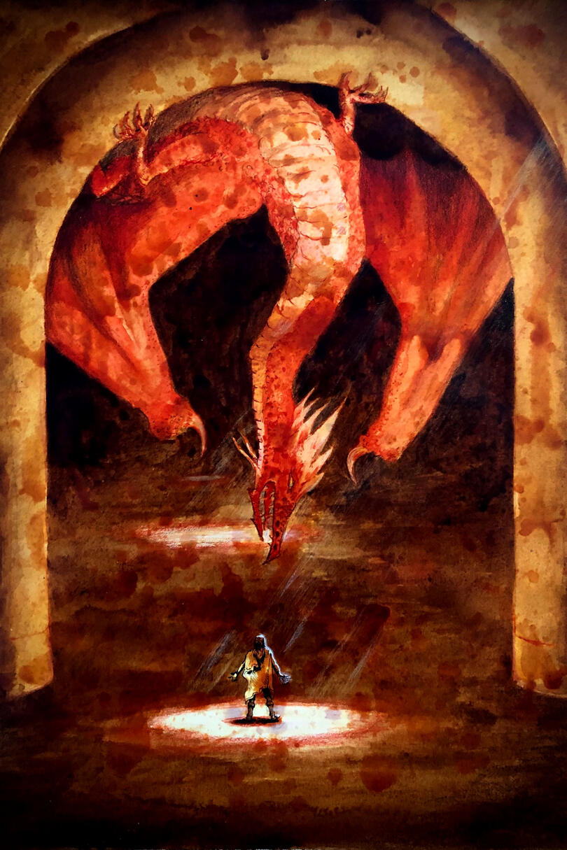 dragon painting by heather a laurence illustration