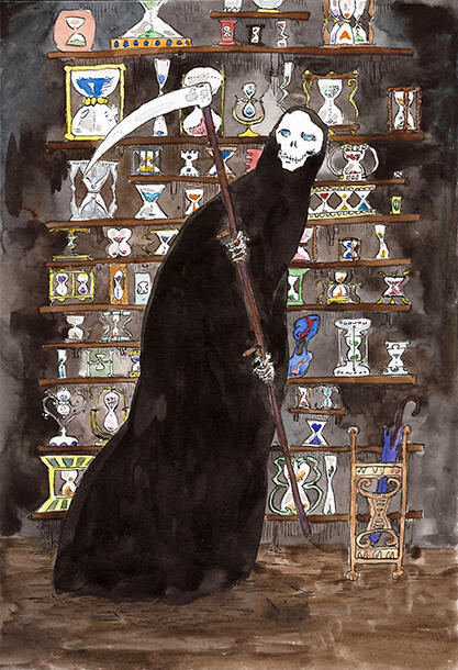 terry pratchett death painting by heather a laurence illustration